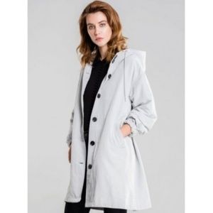 NWT Nord Oversized, Hooded Rain Jacket, Windbreaker - Ice Gray